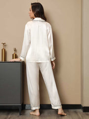 Pure Silk Binding Trim Pajamas Set 2Pc