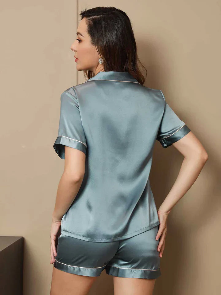Pure Silk Pajamas Short Pjs Set 2Pcs